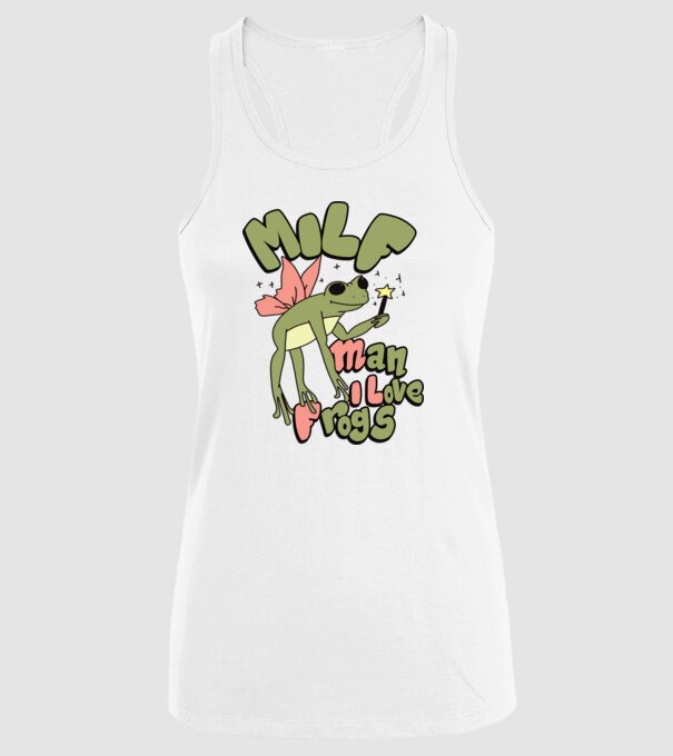MILF man i love frogs model alb pe tricou