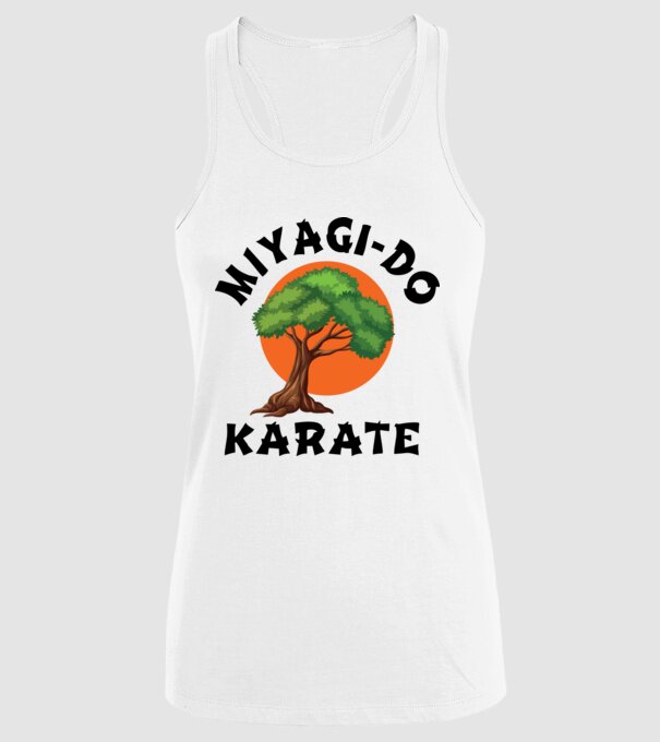 Miyagi-do karate logo model alb pe tricou