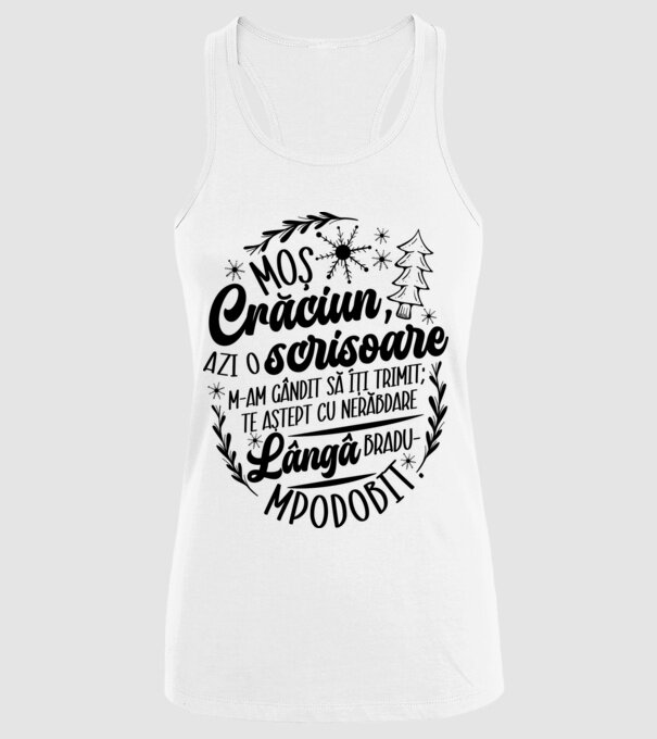 Moş Crăciun model alb pe tricou