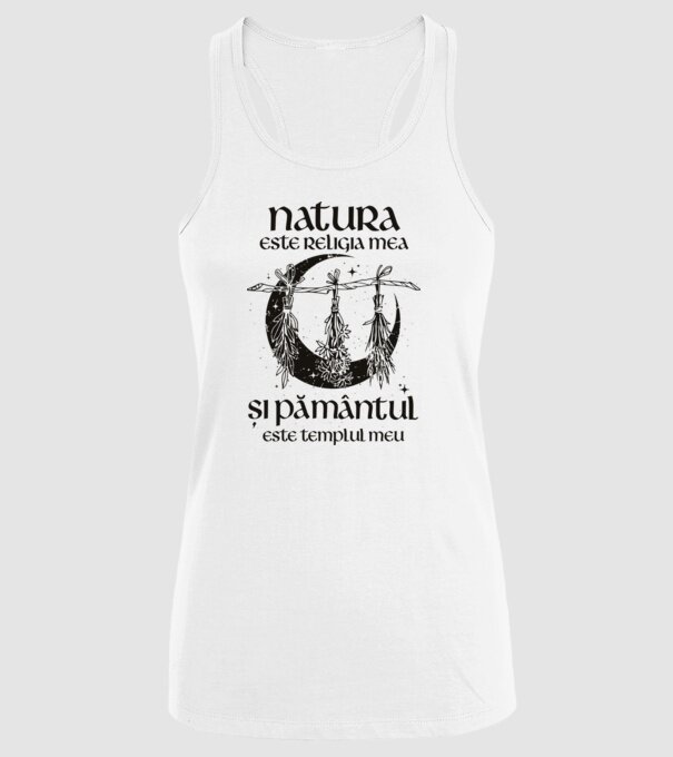 Natura este religia mea model alb pe tricou