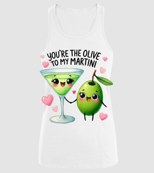 Olive to my Martini model alb pe tricou