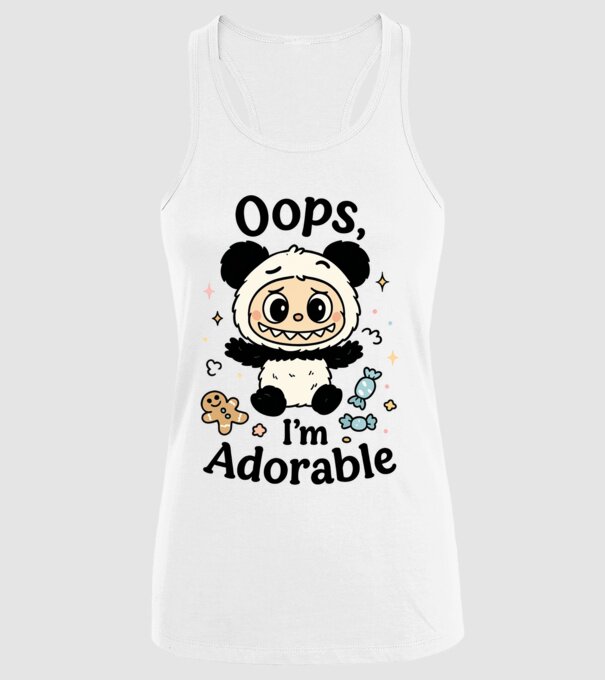 Oops, I'm adorable model alb pe tricou
