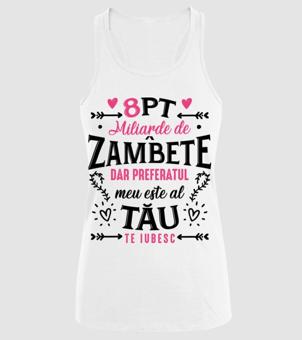 Opt miliarde de zâmbete model alb pe tricou