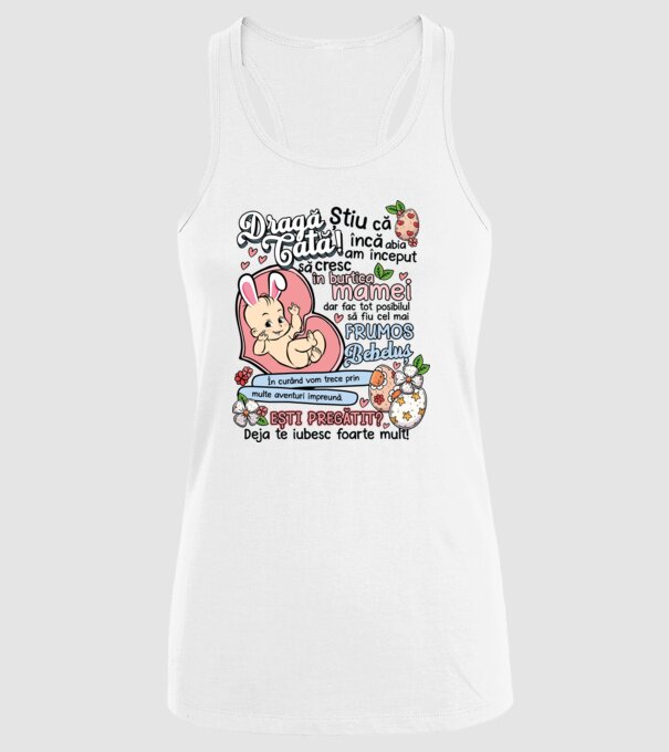 Paști Dragă tată model alb pe tricou