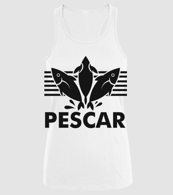 Pescar original model alb pe tricou