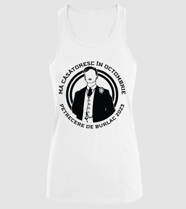 Petrecere de burlac octombrie model alb pe tricou