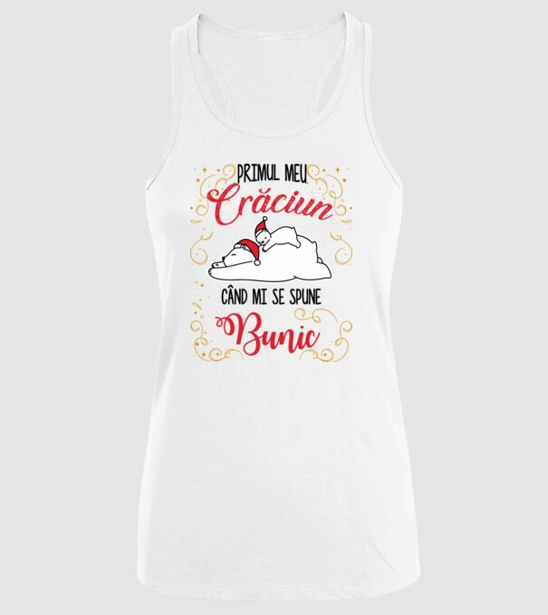Primul meu Crăciun când mi se spune bunic! model alb pe tricou