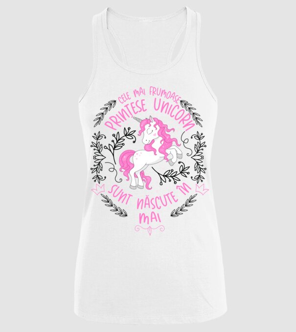 Cele mai frumoase prințese unicorn sunt născute în Mai model alb pe tricou