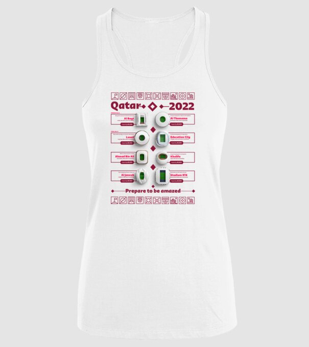 Qatar 2022 Stadiums white model alb pe tricou