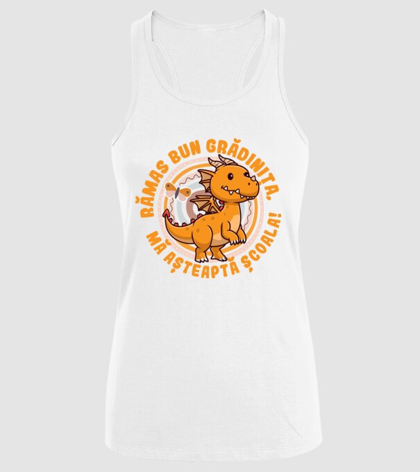 Rămas bun grădiniță, mă așteaptă școala! model alb pe tricou