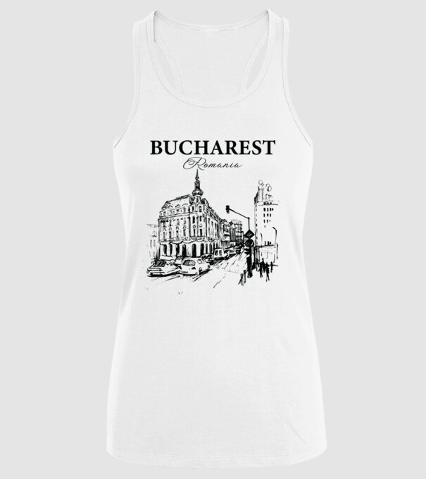 România Bucharest vintage model alb pe tricou