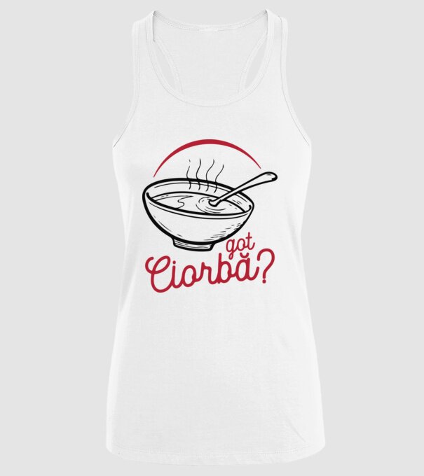 România Got ciorbă model alb pe tricou