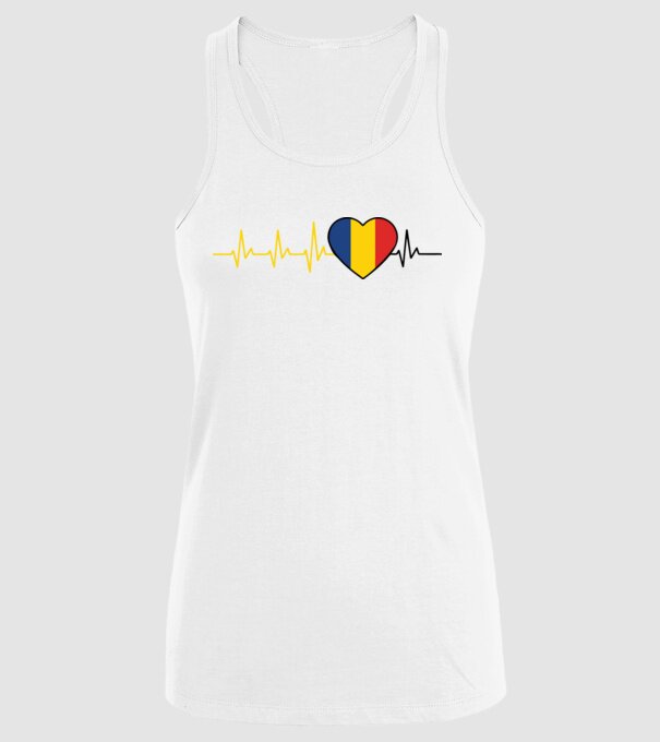 România heartbeat model alb pe tricou
