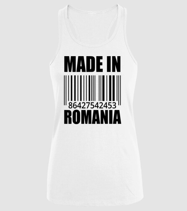 România made in model alb pe tricou