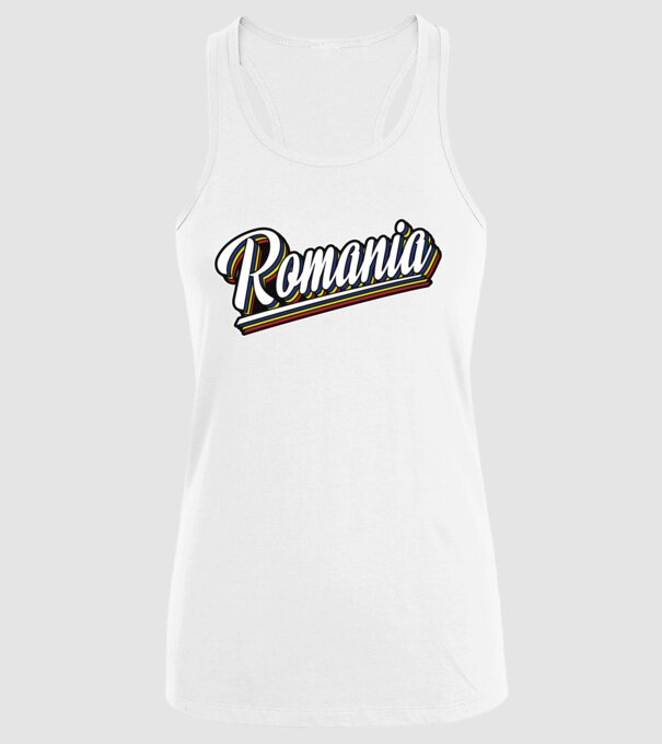 România retro model alb pe tricou