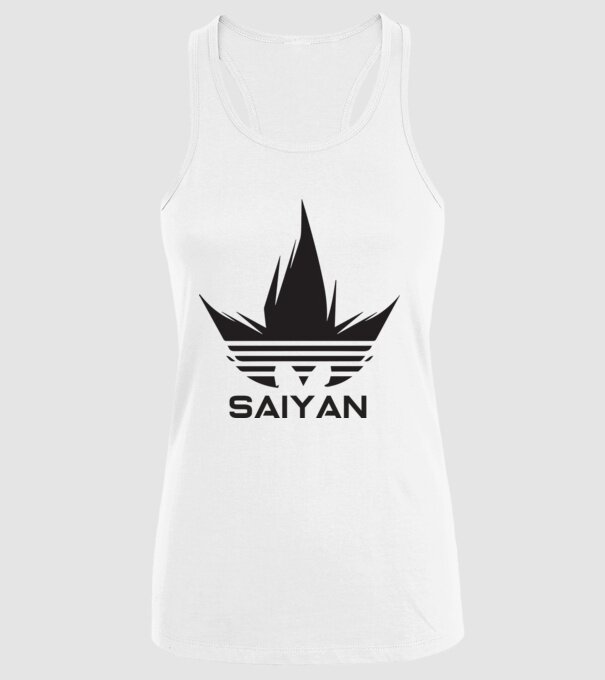 saiyan logo model alb pe tricou