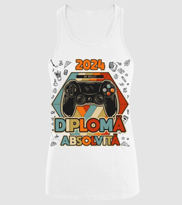 școala generală diplomă model alb pe tricou