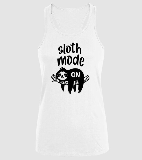 Sloth mode on model alb pe tricou