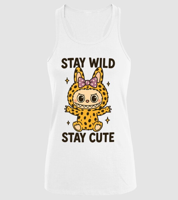 Stay wild - Labubu model alb pe tricou