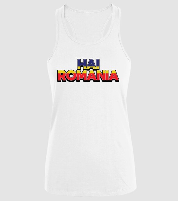 Subtitlu Hai Romania model alb pe tricou