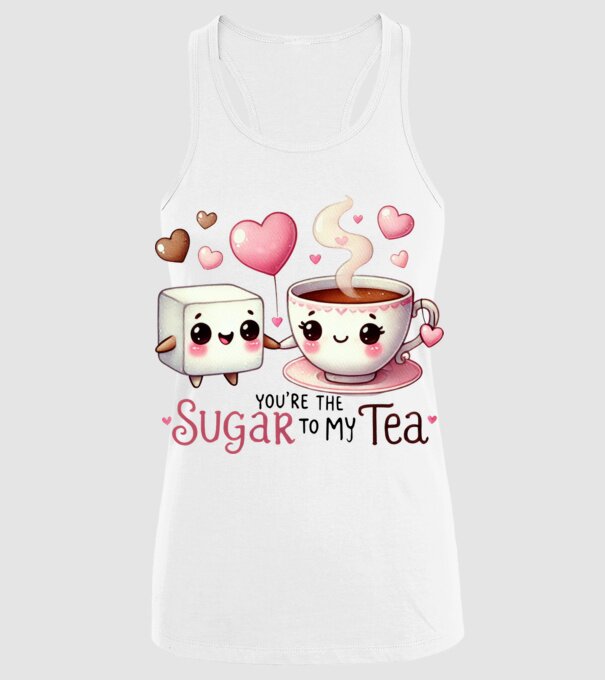 Sugar to my Tea model alb pe tricou