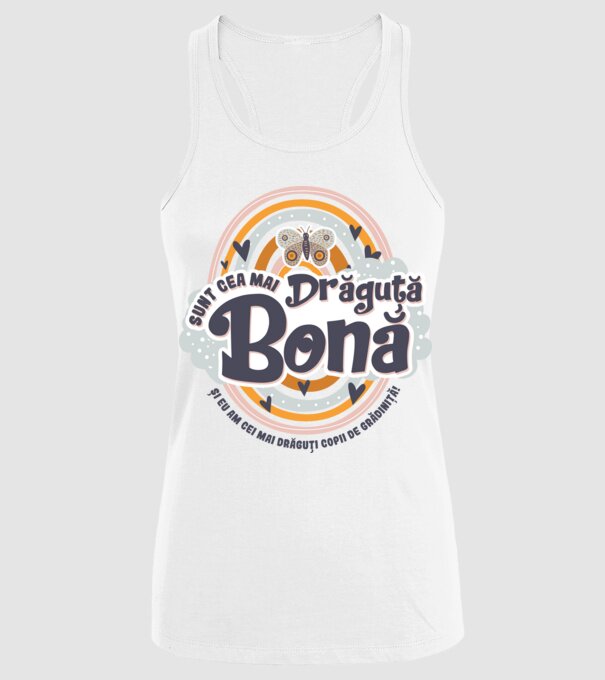 Sunt cea mai drăguță bonă! ... și eu am cei mai drăguți copii de grădiniță! model alb pe tricou