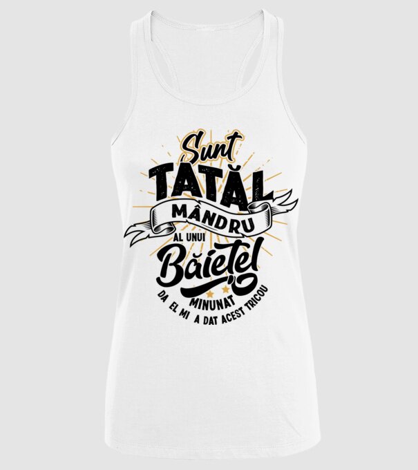 Sunt tatăl mândru al unui băiețel minunat - da, el mi-a dat acest tricou model alb pe tricou