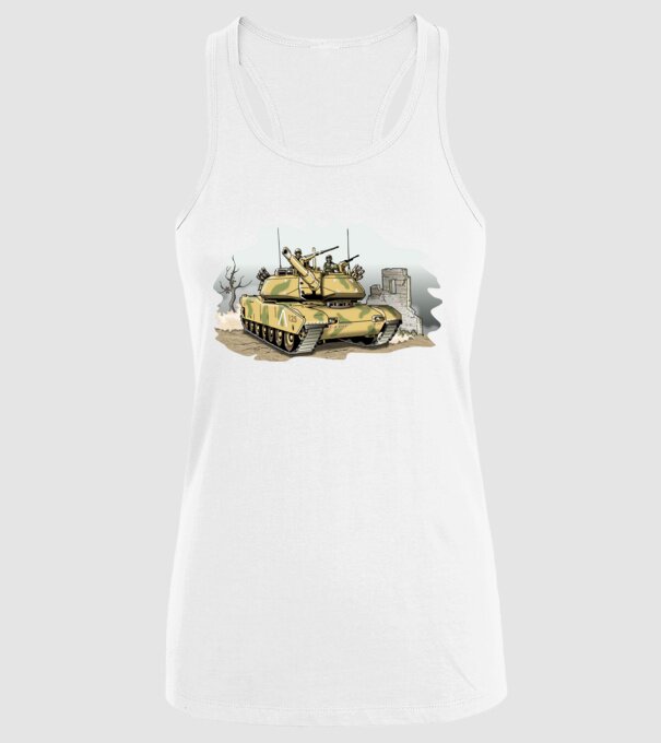Tancuri model alb pe tricou