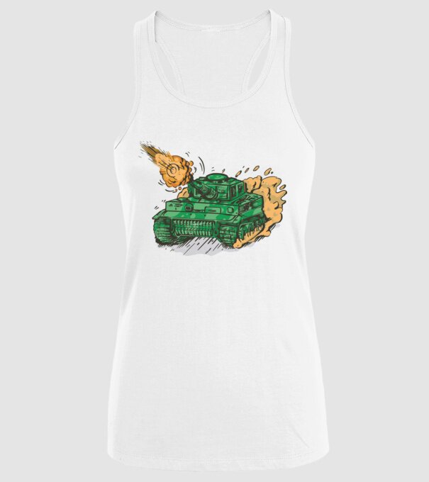 Tancuri model alb pe tricou