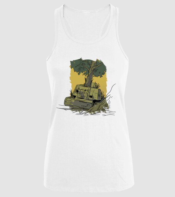 Tancuri model alb pe tricou