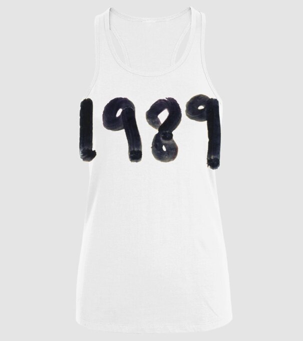 Taylor Swift 1989 text model alb pe tricou