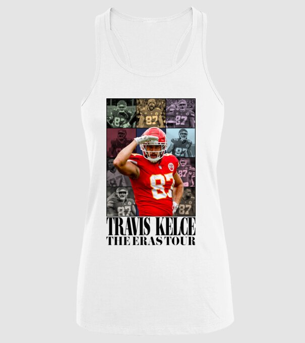 Taylor Swift Eras Travis Kelce model alb pe tricou