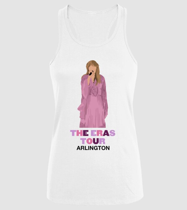 Taylor Swift The Eras Tour Arlington 3 model alb pe tricou