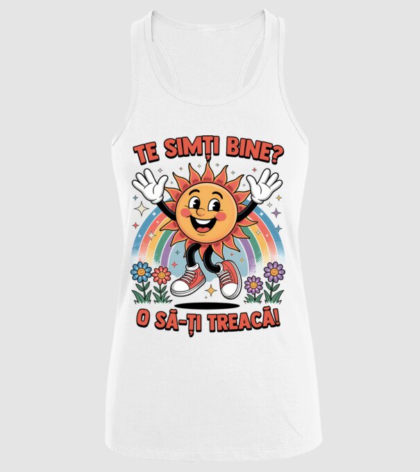 Te simți bine? model alb pe tricou