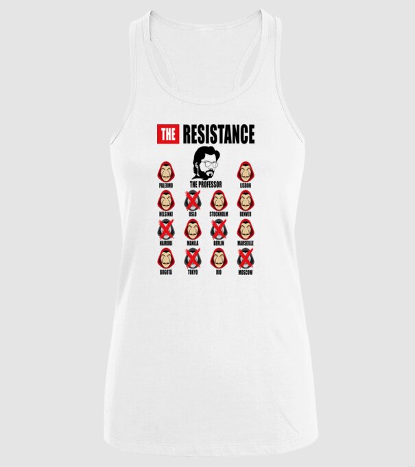 the resistance la casa de papel white model alb pe tricou
