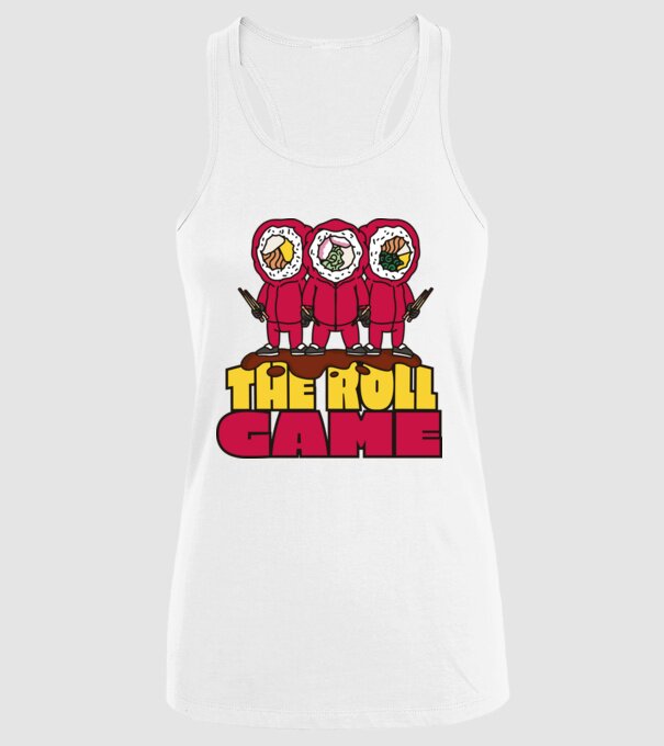 the roll game squid game model alb pe tricou