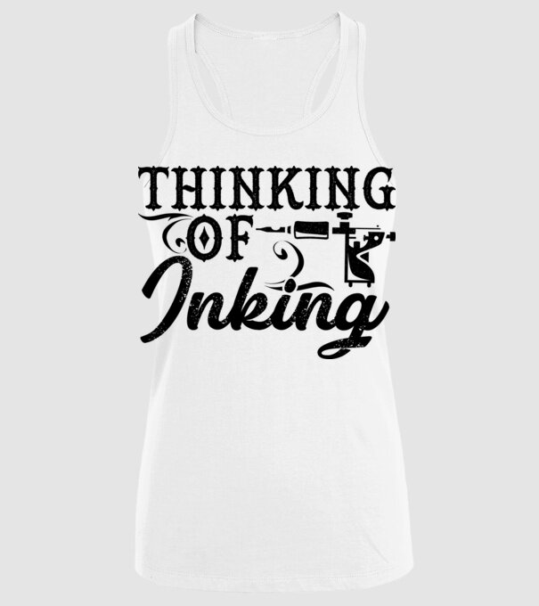 Thinking of inking model alb pe tricou