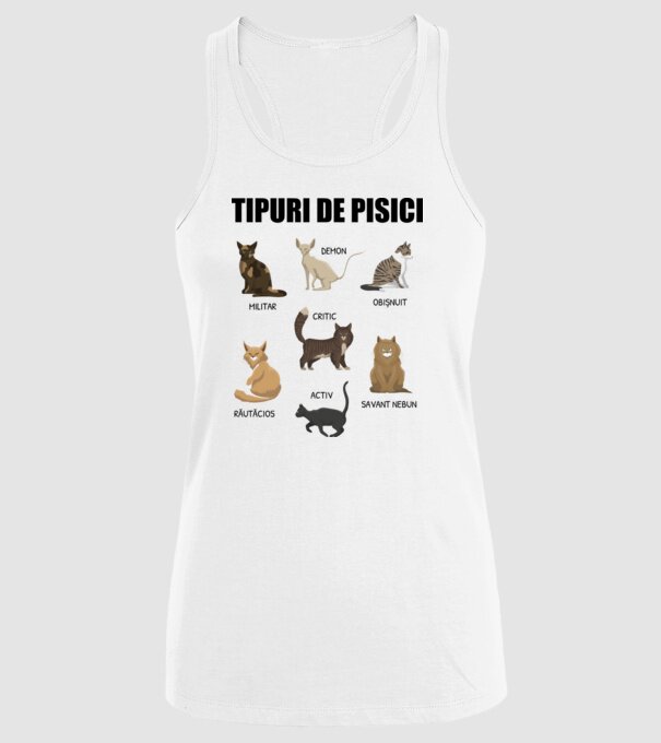 Tipuri de pisici model alb pe tricou