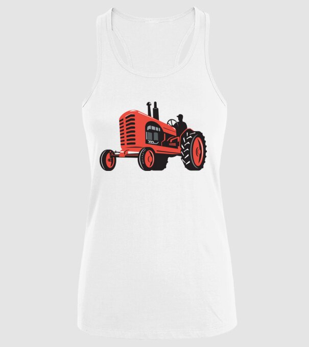 TRACTOR model alb pe tricou