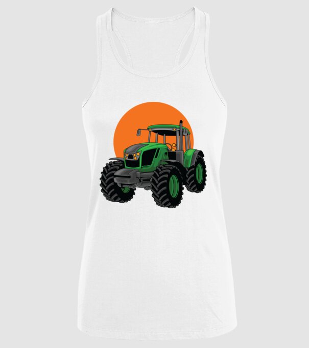 TRACTOR model alb pe tricou