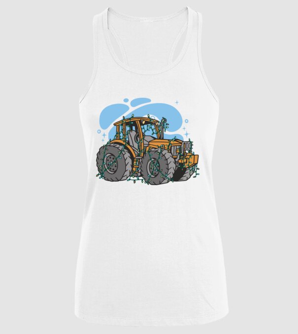 TRACTOR model alb pe tricou