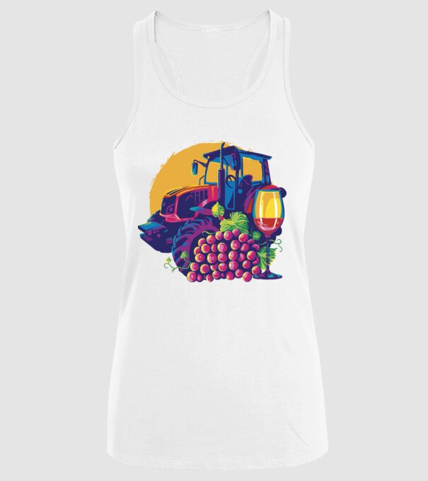 TRACTOR model alb pe tricou