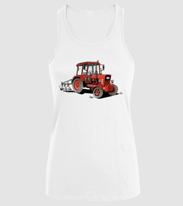 TRACTOR model alb pe tricou