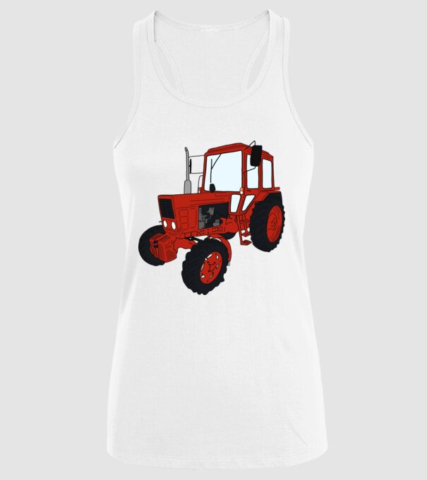 TRACTOR model alb pe tricou