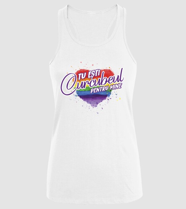 Tu ești curcubeul pentru mine model alb pe tricou