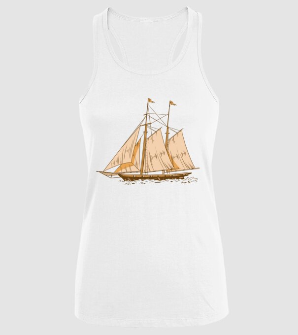 Vapoare model alb pe tricou