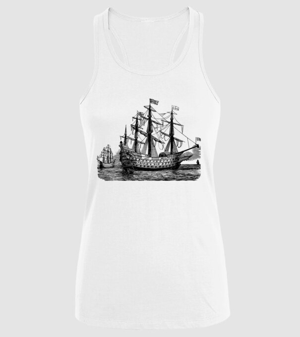 Vapoare model alb pe tricou