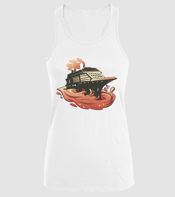 Vapoare model alb pe tricou