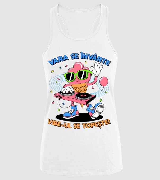 Vara se învârte model alb pe tricou