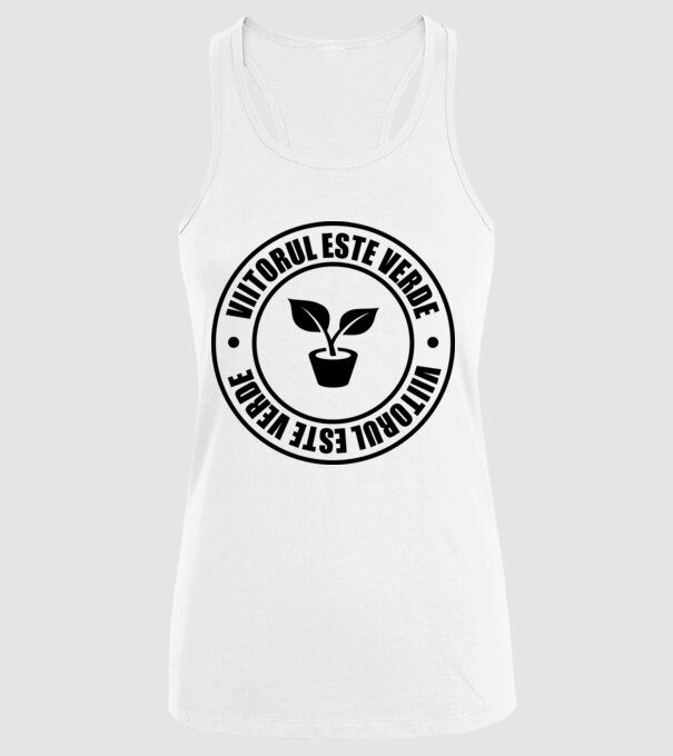 Viitorul este verde model alb pe tricou